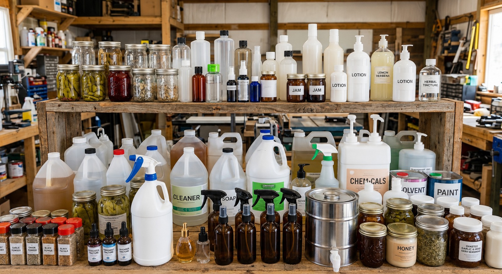 Filled and sealed containers on the production line